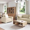 Sofa 3 pcs Creme 219 x 80 x 82 cm Linned-blandet stof
