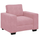 sofasæt 3 dele med hynder velour lyserød