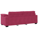 sofasæt 2 dele med hynder velour vinrød
