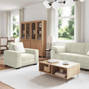 sofasæt 3 dele med hynder velour cremefarvet