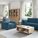 sofasæt 3 dele med hynder velour blå