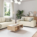 Sofa 2 pcs Beige 221 x 80 x 82 cm Linned-blandet stof