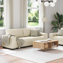 Sofa 2 pcs Beige 221 x 80 x 82 cm Linned-blandet stof