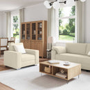 Sofa 2 pcs Beige 219 x 80 x 82 cm Linned-blandet stof