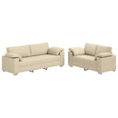 Sofa 2 pcs Creme 219 x 80 x 82 cm Stof