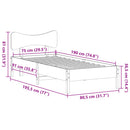 sengeramme uden madras 75x190 cm massivt fyrretræ hvid