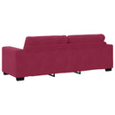 3-personers sofa Vinrød 220 cm Fløjl