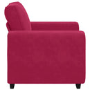 sofastol 100x77x82 cm fløjl vinrød