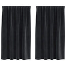 Mørklægningsgardiner 2 pcs Sort 140 x 140 cm Fløjl