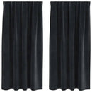 Mørklægningsgardiner 2 pcs Sort 140 x 175 cm Fløjl