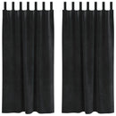 Mørklægningsgardiner 2 pcs Sort 140 x 175 cm Fløjl