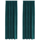 Mørklægningsgardiner 2 pcs Mørkegrøn 140 x 225 cm Fløjl