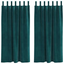 Mørklægningsgardiner 2 pcs Mørkegrøn 140 x 175 cm Fløjl