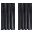 Mørklægningsgardiner 2 pcs Mørkegrå 140 x 140 cm Fløjl
