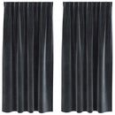 Mørklægningsgardiner 2 pcs Mørkegrå 140 x 175 cm Fløjl