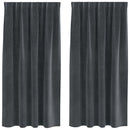 Mørklægningsgardiner 2 pcs Lysegrå 140 x 175 cm Fløjl
