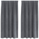 Mørklægningsgardiner 2 pcs Lysegrå 140 x 175 cm Fløjl