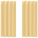 Mørklægningsgardiner med ringe 2 stk. Beige 245 x 140 cm