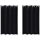 Mørklægningsgardiner med ringe 2 stk. Sort 175 x 140 cm