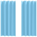 Mørklægningsgardiner med ringe 2 stk. Lyseblå 245 x 140 cm