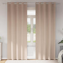 Mørklægningsgardiner med ringe 2 stk. Gråbrun 245 x 140 cm