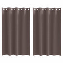 Mørklægningsgardiner med ringe 2 stk. Mørk Brun 175 x 140 cm