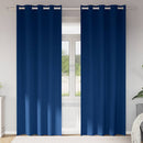 Mørklægningsgardiner med ringe 2 stk. Mørk blå 245 x 140 cm
