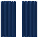 Mørklægningsgardiner med ringe 2 stk. Mørk blå 260 x 140 cm