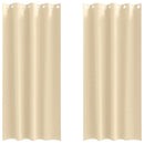 Mørklægningsgardiner med ringe 2 stk. Cremefarvet 245 x 140 cm