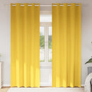 Mørklægningsgardiner med ringe 2 stk. Sennepsgul 260 x 140 cm