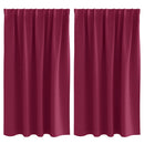 Mørklægningsgardiner med ringe 2 pcs Vinrød 140 x 140 cm