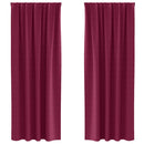 Mørklægningsgardiner med ringe 2 pcs Vinrød 225 x 140 cm