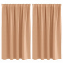 Mørklægningsgardiner med ringe 2 pcs Lys Brun 140 x 140 cm