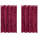 Velour Gardiner med gardiner 2 pcs Vinrød 175 x 140 cm Fløjl