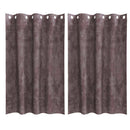 Velour Gardiner 2 stk. Brun 175 x 140 cm Fløjl