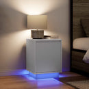 Sengeskab med LED-lys Hvid 38x34x50 cm