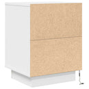 sengeskabe 2 stk. med LED-lys 38x34x50 cm hvid