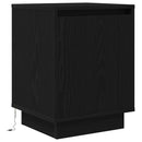 Sengeskab med LED-lys Sort 38x34x50 cm