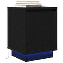 Sengeskab med LED-lys Sort 38x34x50 cm