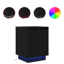 sengeskabe 2 stk. med LED-lys 38x34x50 cm sort