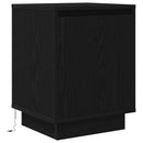 sengeskabe 2 stk. med LED-lys 38x34x50 cm sort