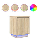 sengeskabe 2 stk. med LED-lys 38x34x50 cm sonoma-eg