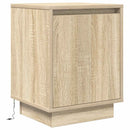 sengeskabe 2 stk. med LED-lys 38x34x50 cm sonoma-eg