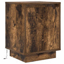 sengeskabe 2 stk. med LED-lys 38x34x50 cm røget egetræsfarve