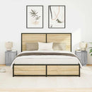 sengeskabe 2 stk. med LED-lys 38x34x50 cm grå sonoma-eg