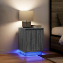 sengeskabe 2 stk. med LED-lys 38x34x50 cm grå sonoma-eg