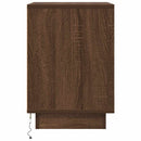 Sengeskab med LED-lys Brun Eg 38x34x50 cm