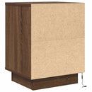 Sengeskab med LED-lys Brun Eg 38x34x50 cm