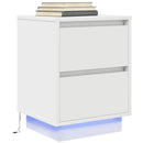 Sengeskab med LED-lys Hvid 38x34x50 cm