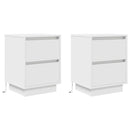 sengeskabe 2 stk. med LED-lys 38x34x50 cm hvid